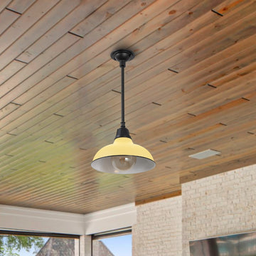 Jasper 12.25" Farmhouse Industrial Indoor/Outdoor Iron LED Pendant